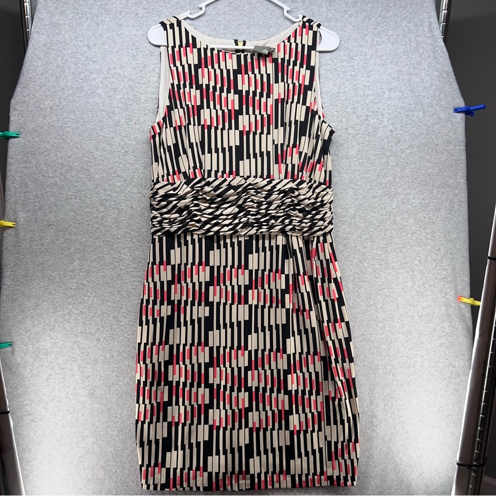 Taylor Black, White, and Pink Patterned Midi Dress - Picture 1 of 5
